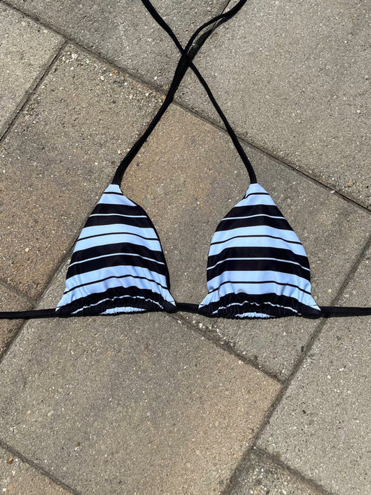 light blue & black Charlie Brown bikini top