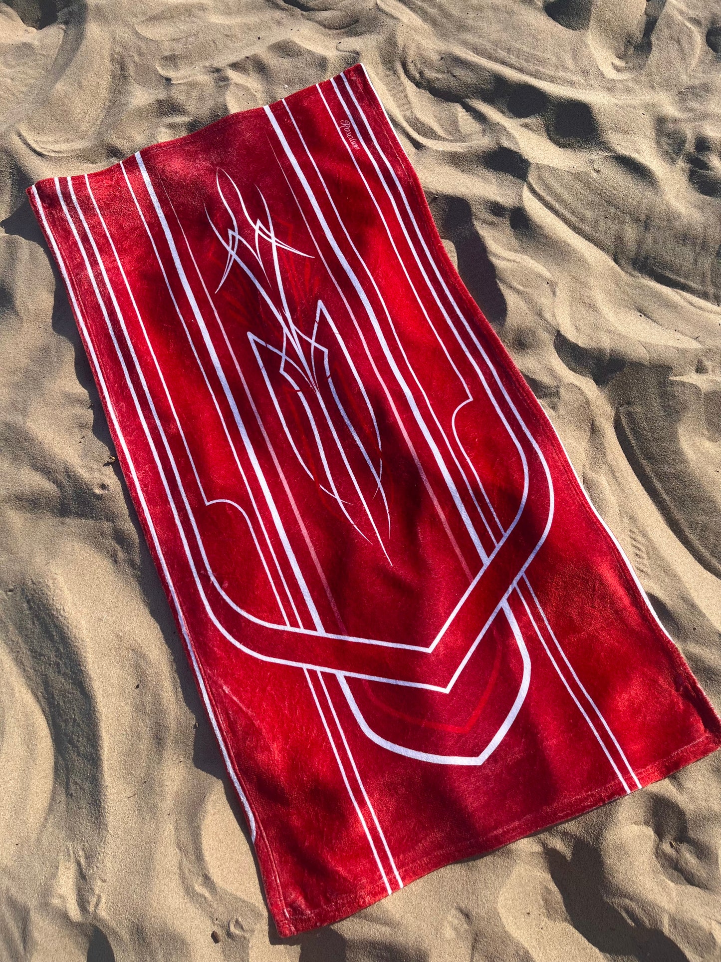 red lowrider pinstripe beach towel