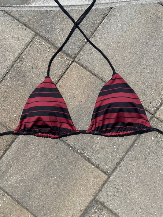burgundy & black Charlie Brown bikini top