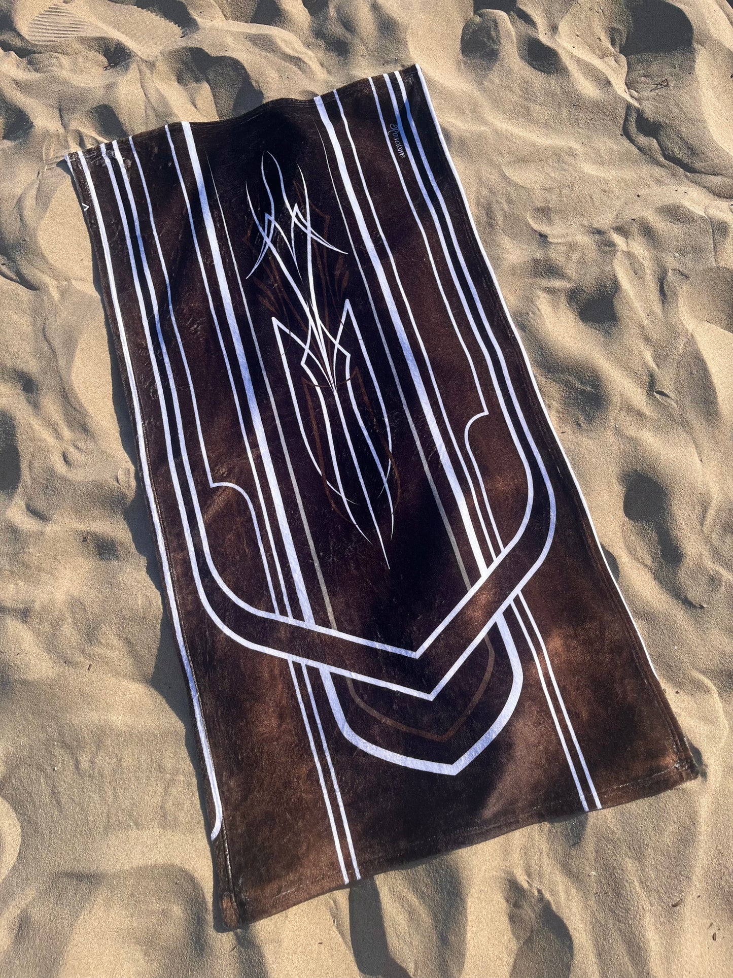 brown lowrider pinstripe beach towel
