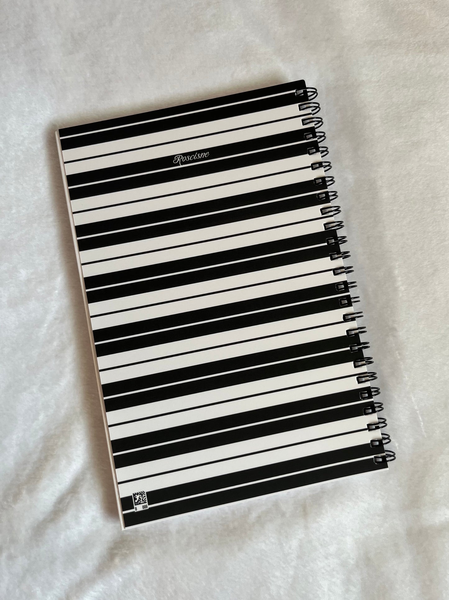 black & white Charlie Brown stripe notebook