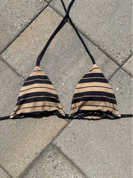 black & tan Charlie Brown bikini top