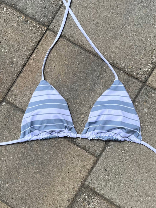 white & grey Charlie Brown bikini top