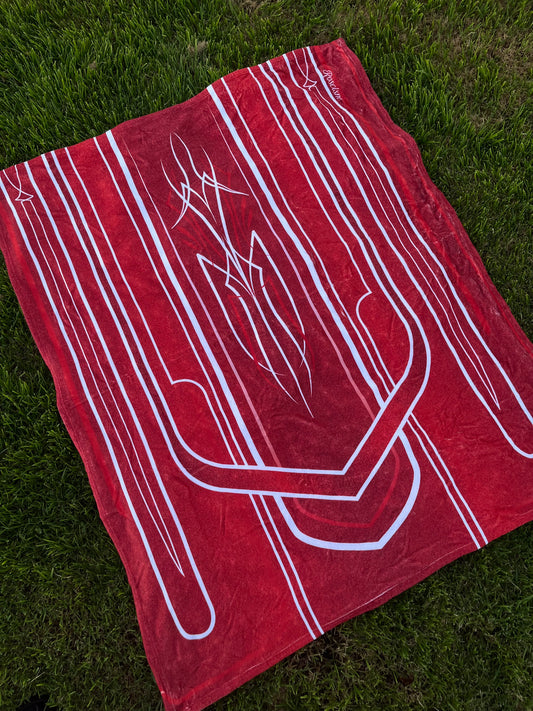 red lowrider pinstripe hood blanket