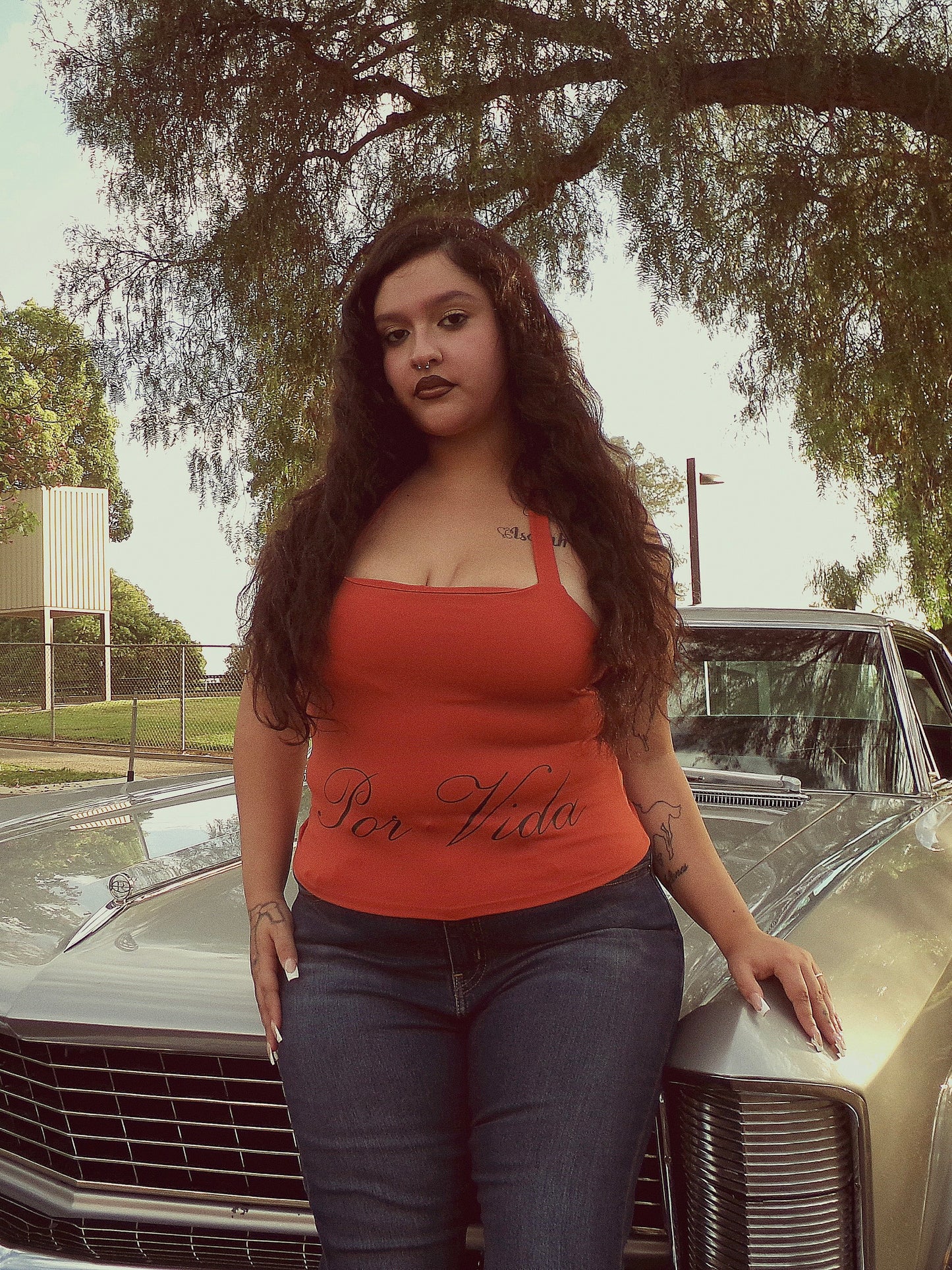 Por Vida rust halter top