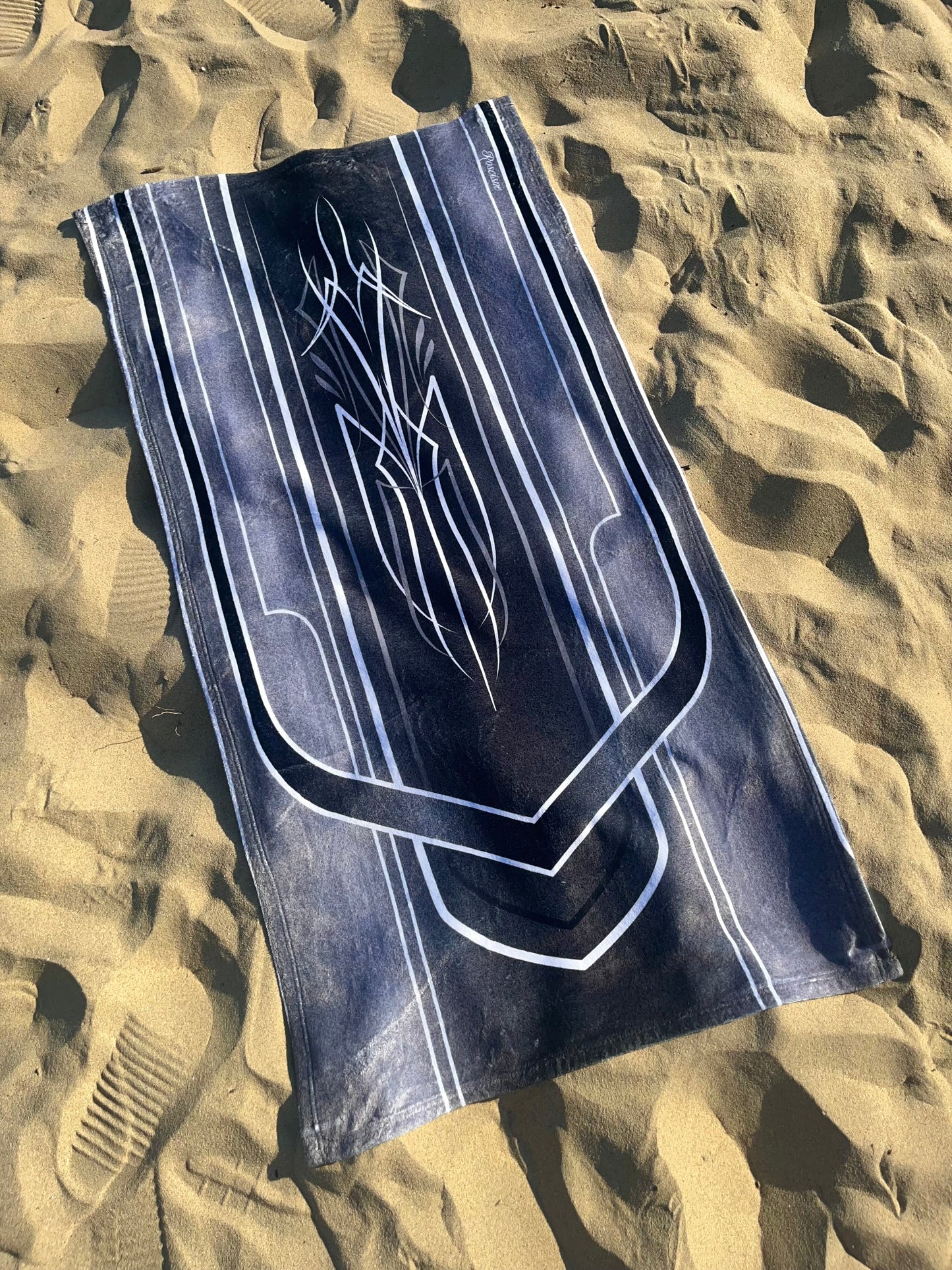 black lowrider pinstripe beach towel