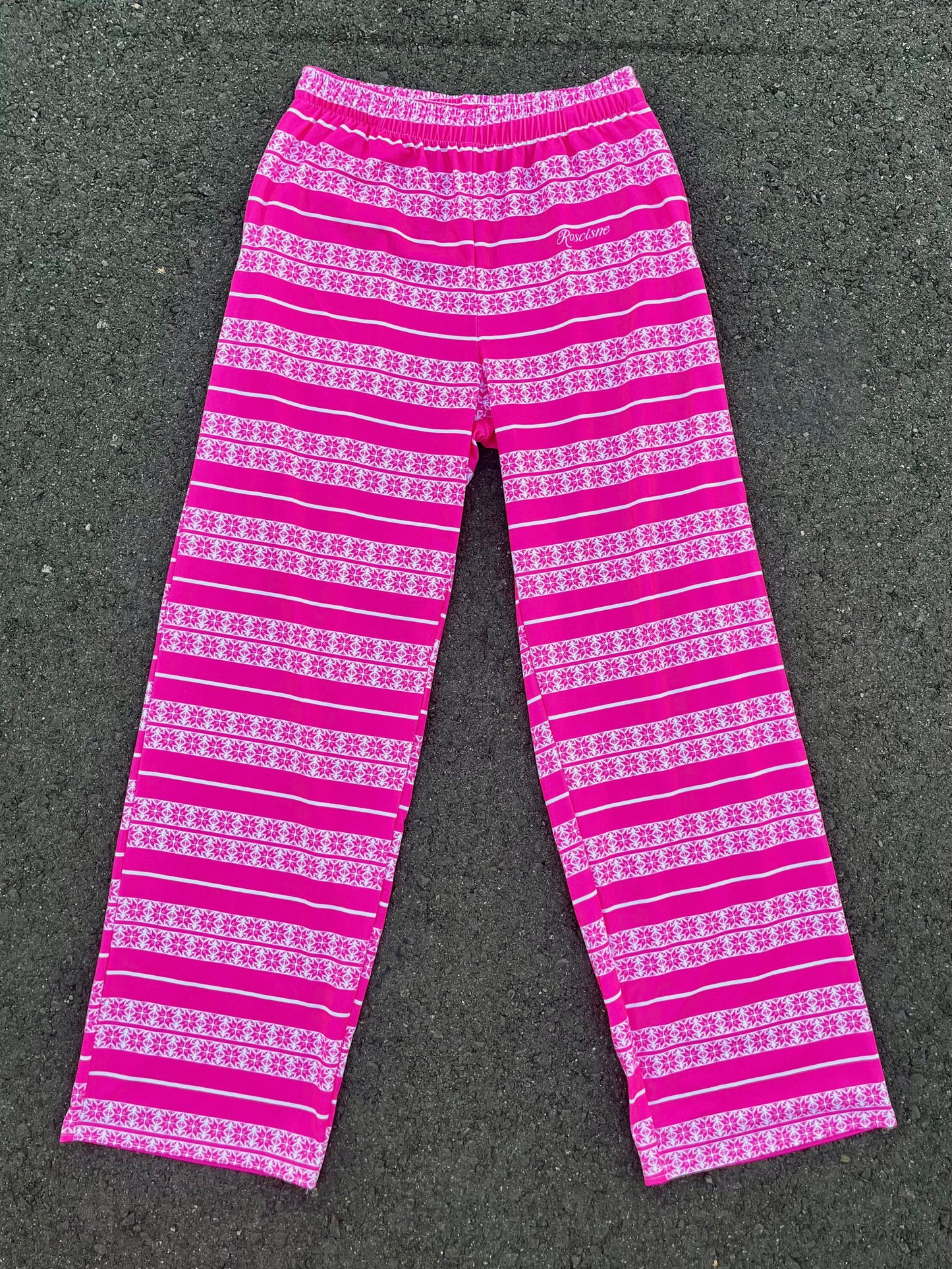 pink Charlie Brown Xmas pajama pants