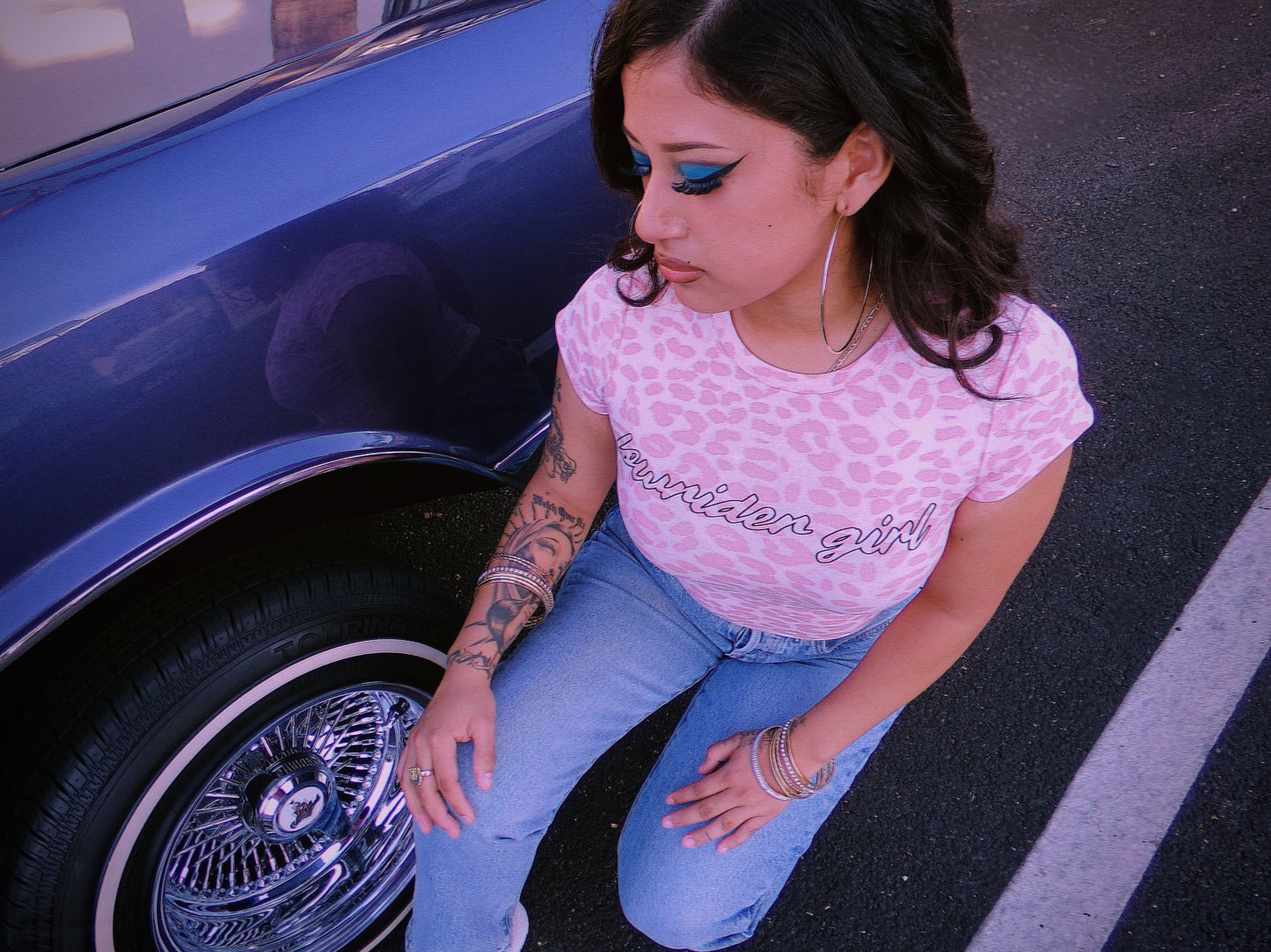 lowrider girl pink leopard baby tee