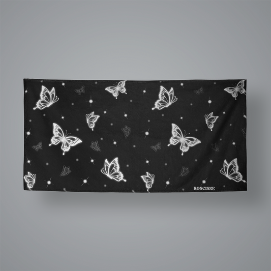 black butterflies towel