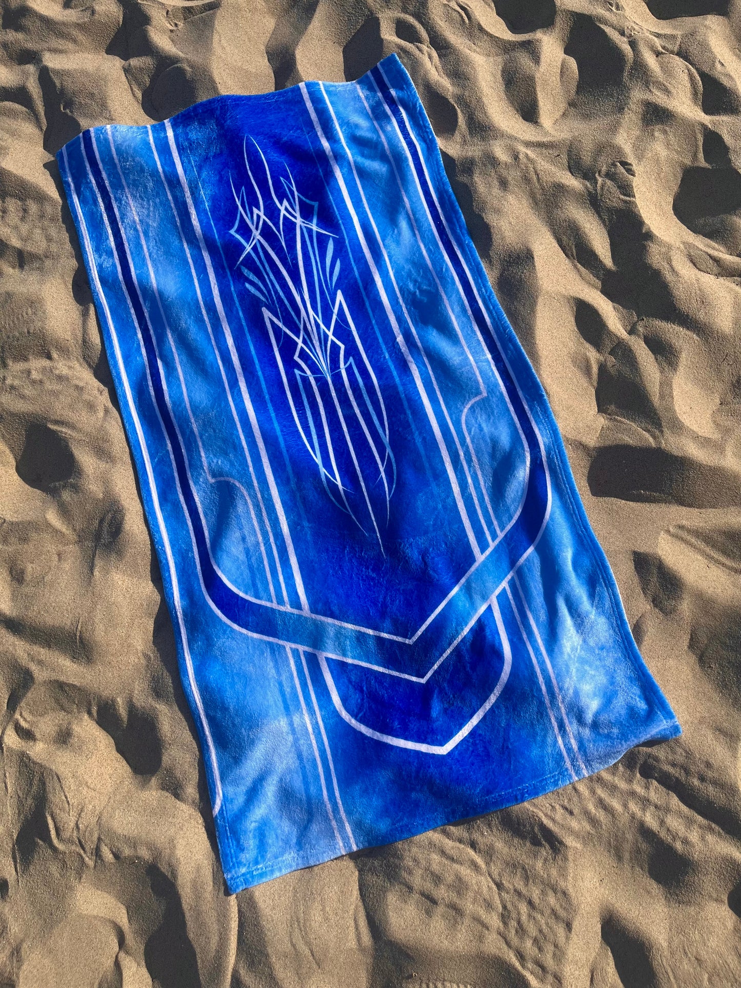 blue lowrider pinstripe beach towel