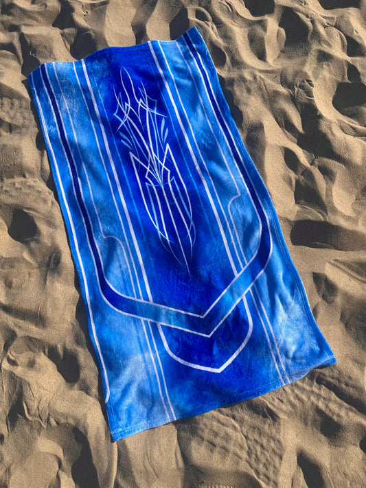 blue lowrider pinstripe beach towel