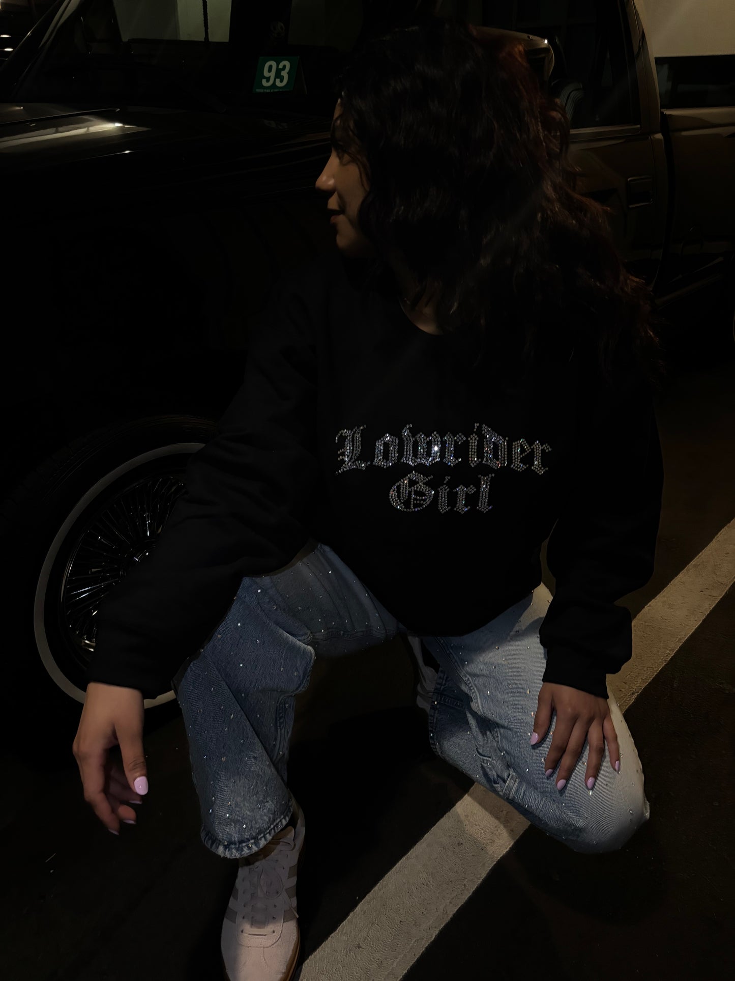 Lowrider Girl rhinestone crewneck