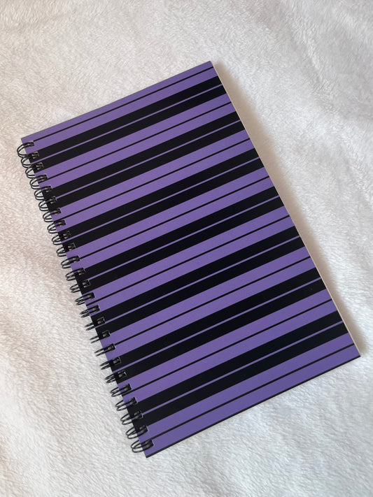 purple & black Charlie Brown stripe notebook