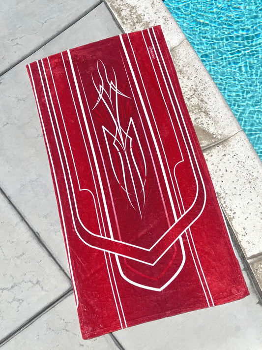 red lowrider pinstripe beach towel
