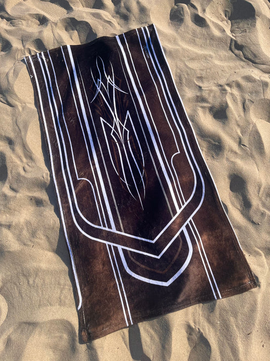 brown lowrider pinstripe beach towel