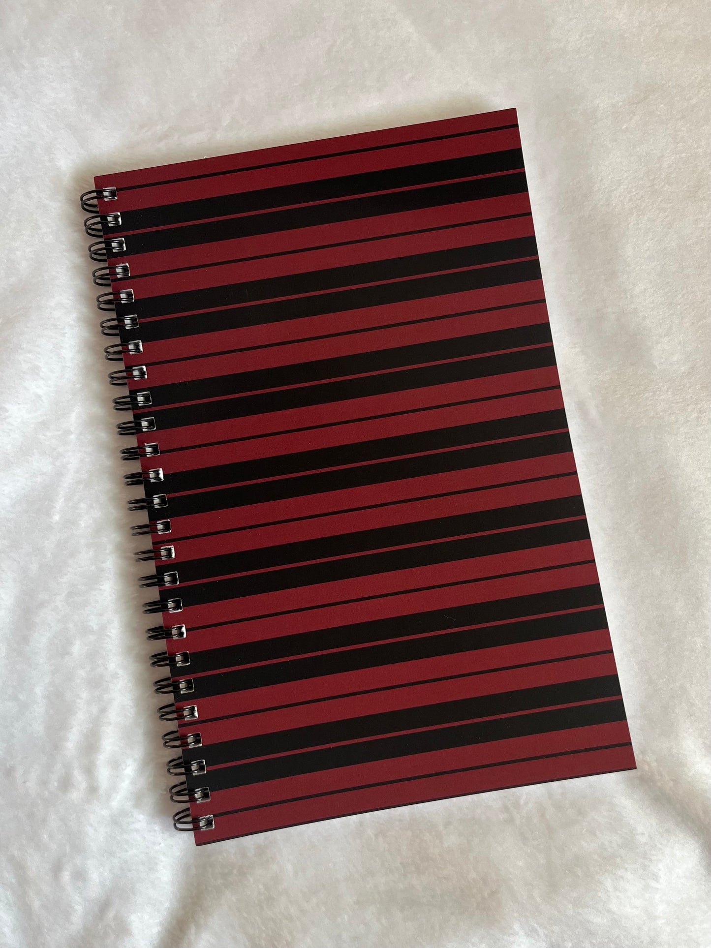 burgundy & black Charlie Brown stripe notebook