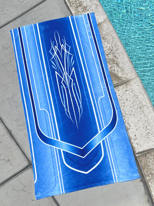 blue lowrider pinstripe beach towel