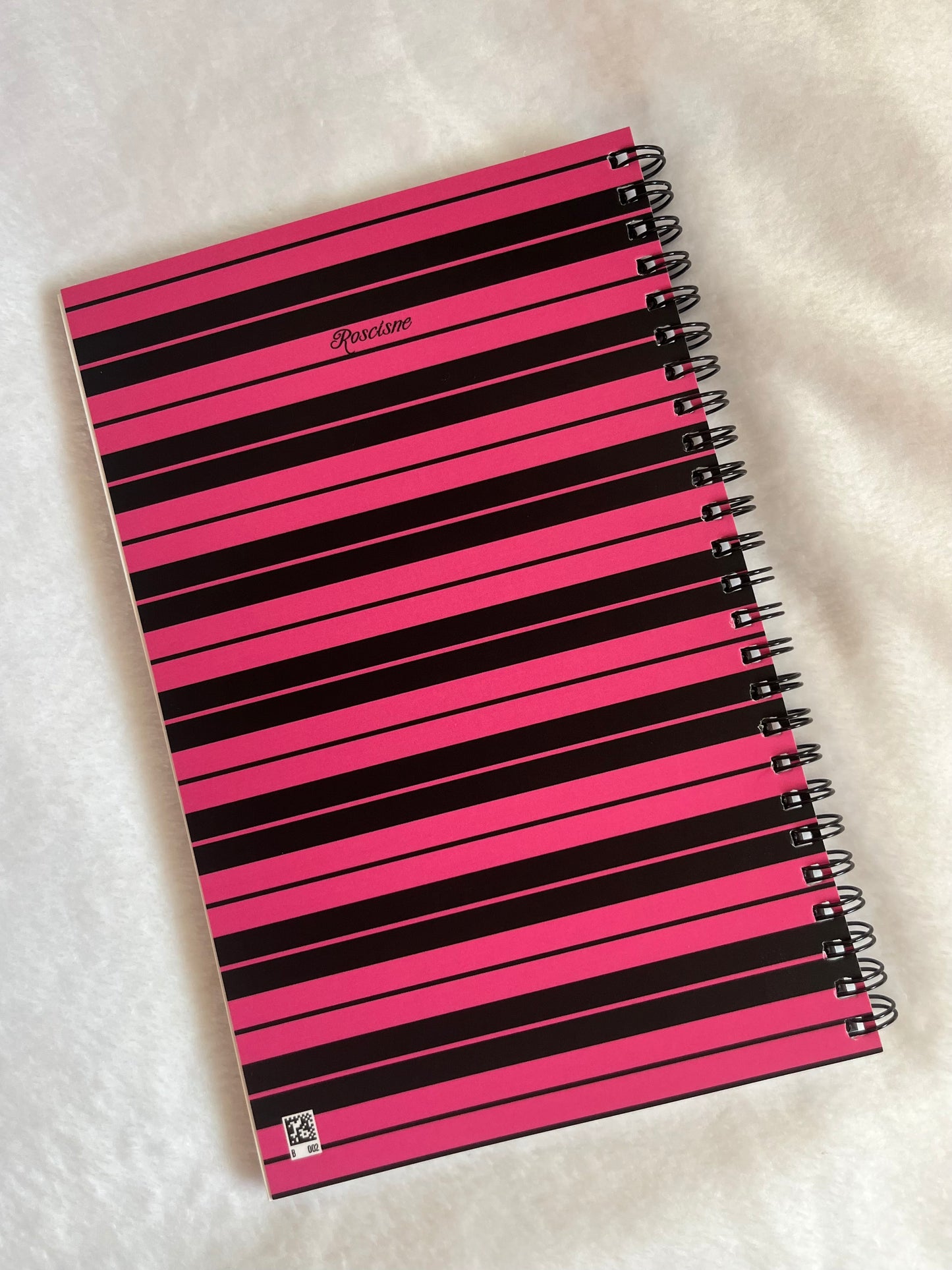 hot pink & black Charlie Brown stripe notebook