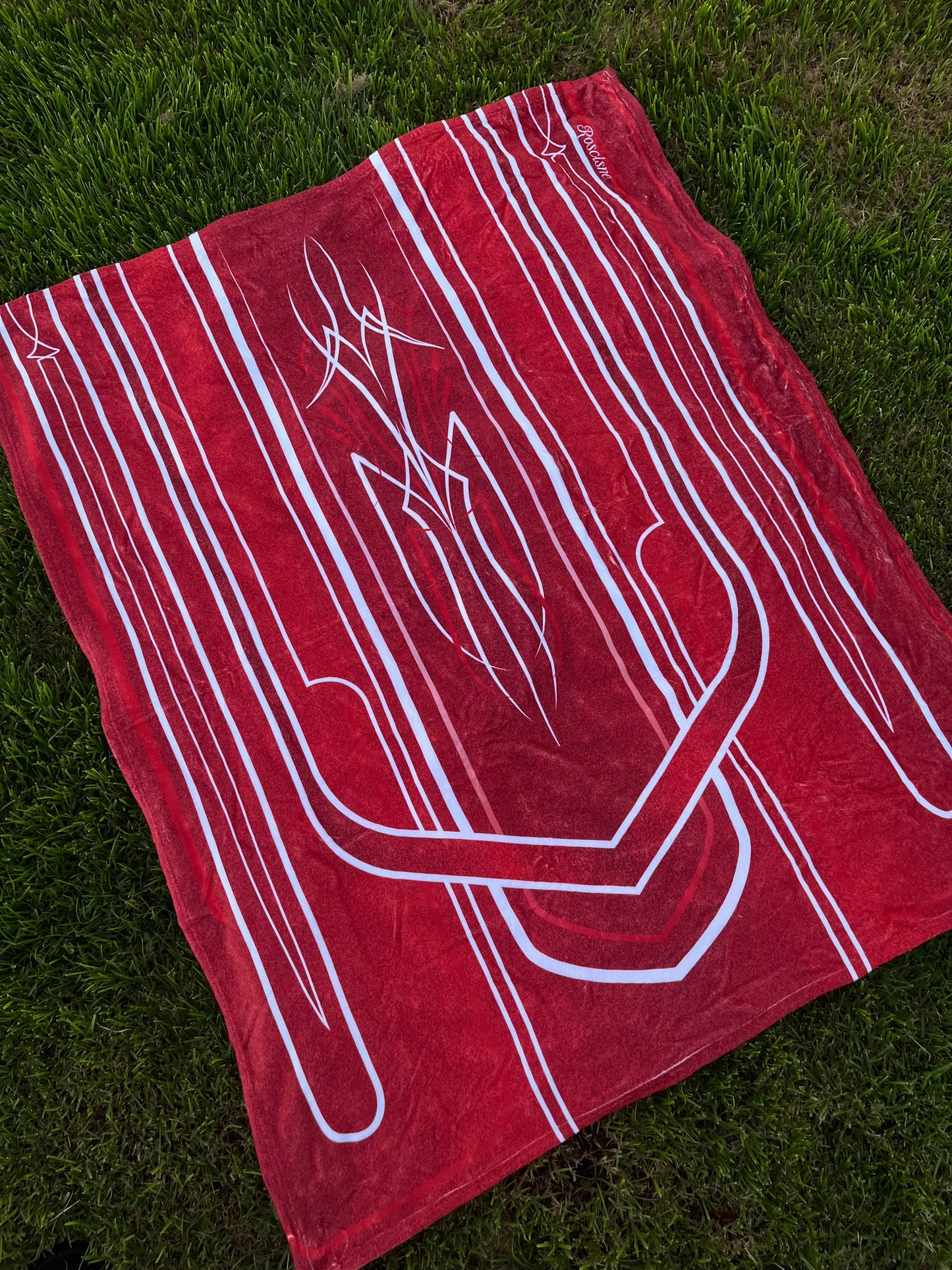 red lowrider pinstripe hood blanket