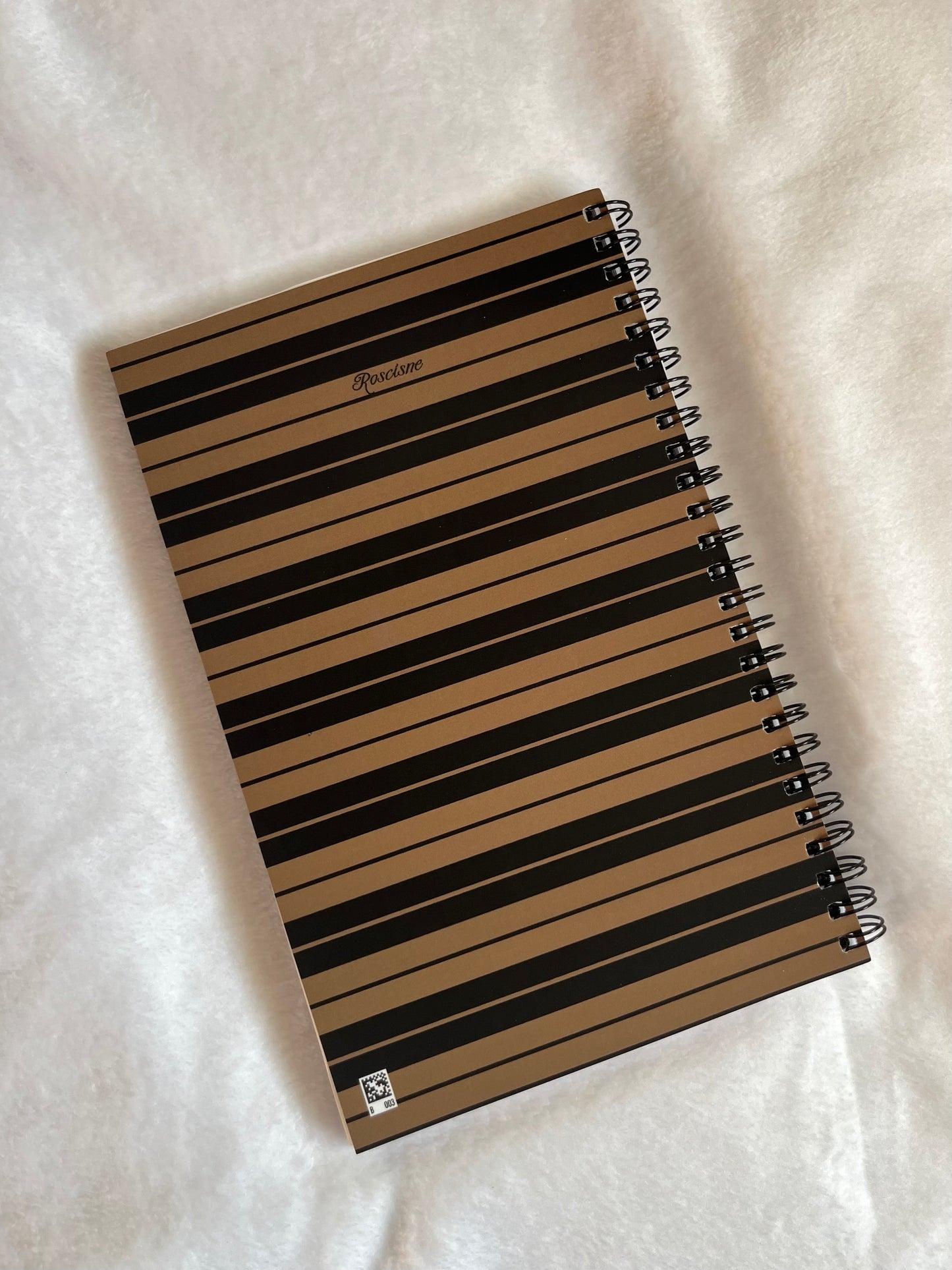 tan & black Charlie Brown stripe notebook