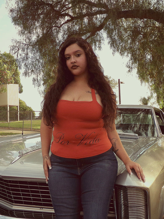 Por Vida rust halter top