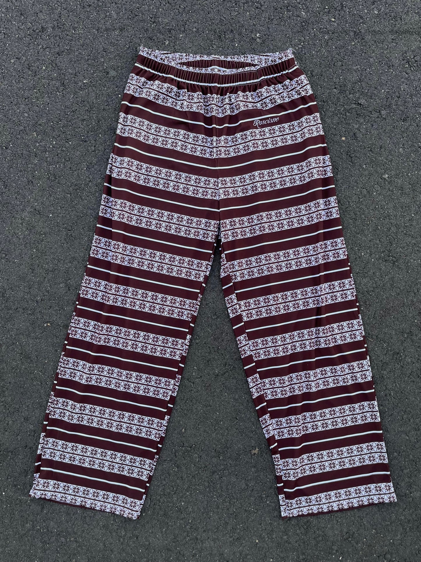 brown Charlie Brown Xmas pajama pants