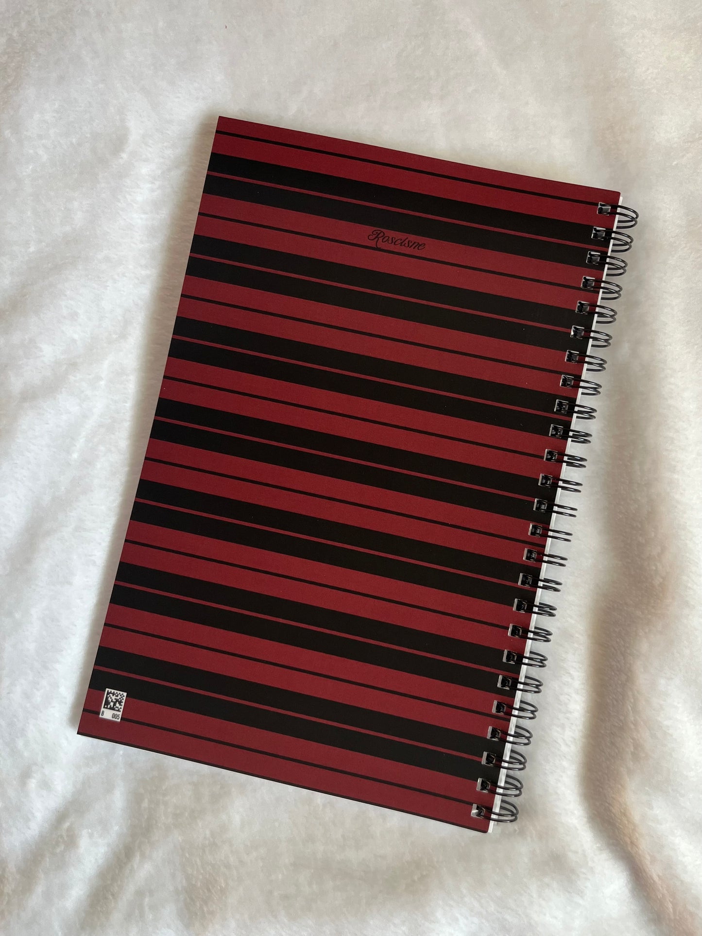 burgundy & black Charlie Brown stripe notebook