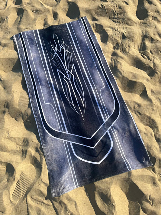 black lowrider pinstripe beach towel